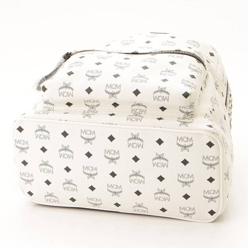 Mcm Backpack Logogram White Studded Rucksack - image 5